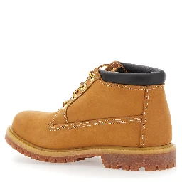 Nellie Mid Chukka Beige Ankle Boots with Embossed Logo on the Side and Padded Rear in Leather Woman