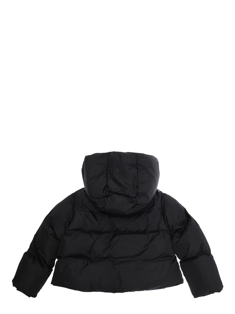 Black Jacket with Hood and Front Zip Pockets in Tech Fabric Boy alternative