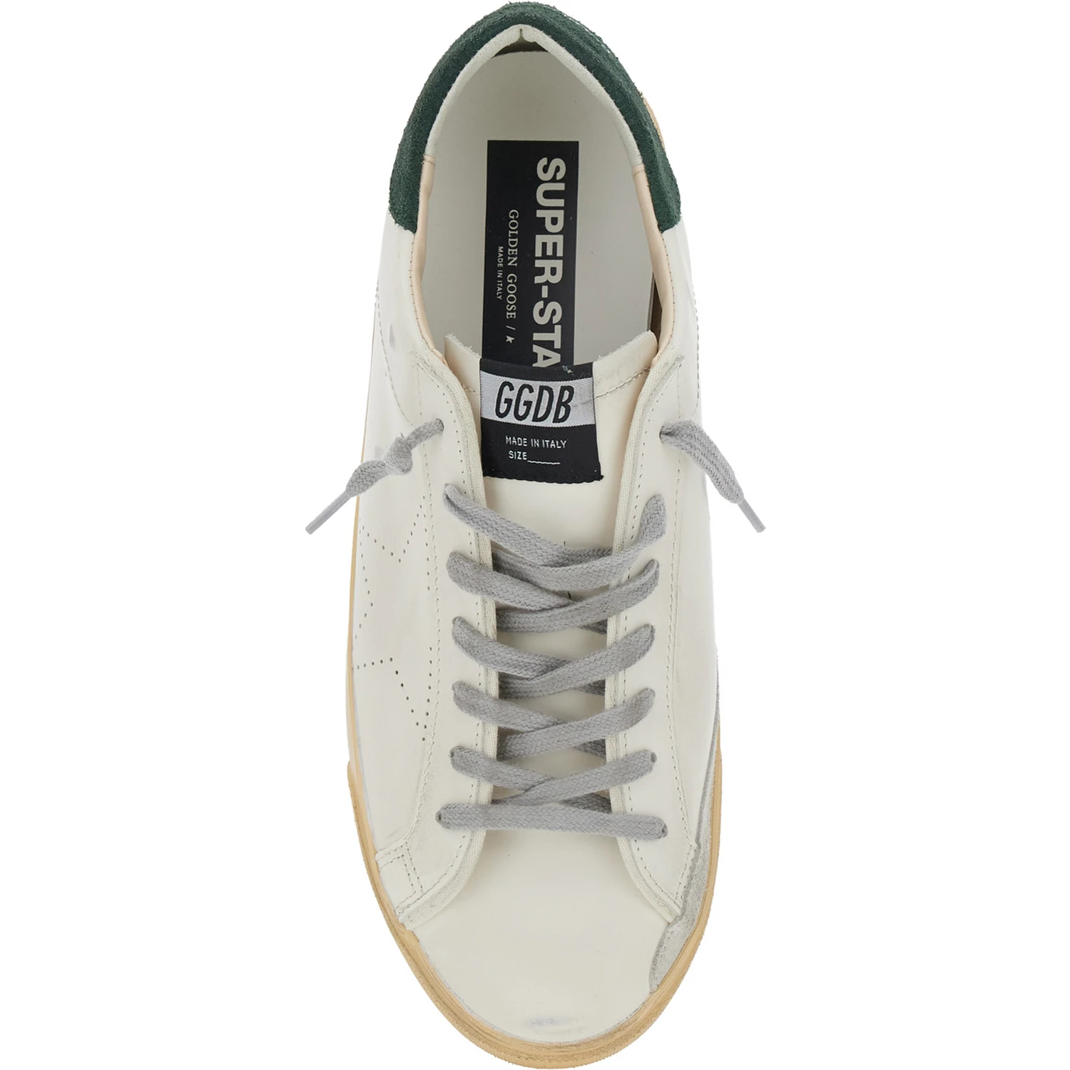 Superstar White Low Top Sneakers with Contrasting Heel and Logo Patch on the Tongue in Leather Man