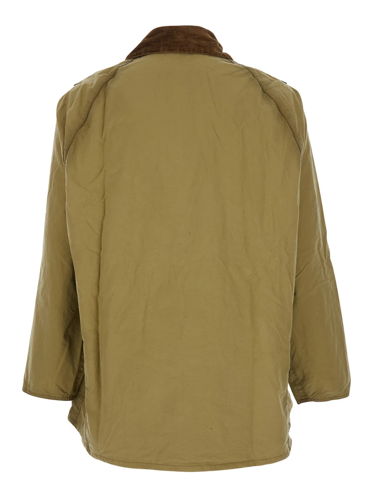 Beige Jacket with Contrasting Corduroy Collar in Cotton Man alternative