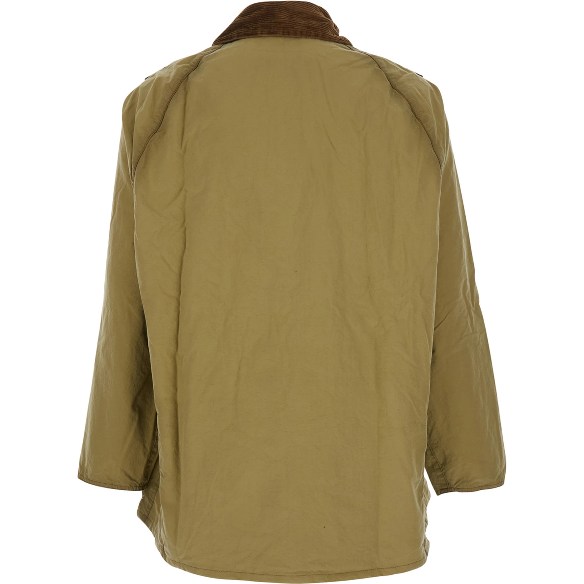 Beige Jacket with Contrasting Corduroy Collar in Cotton Man