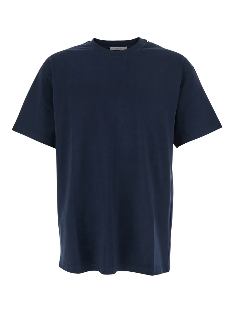 Blue T-Shirt with Logo on the Front in Cotton Man