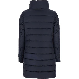 Lydia Blue Down Jacket with High Neck and Logo Patch on the Sleeve in Tech Fabric Woman