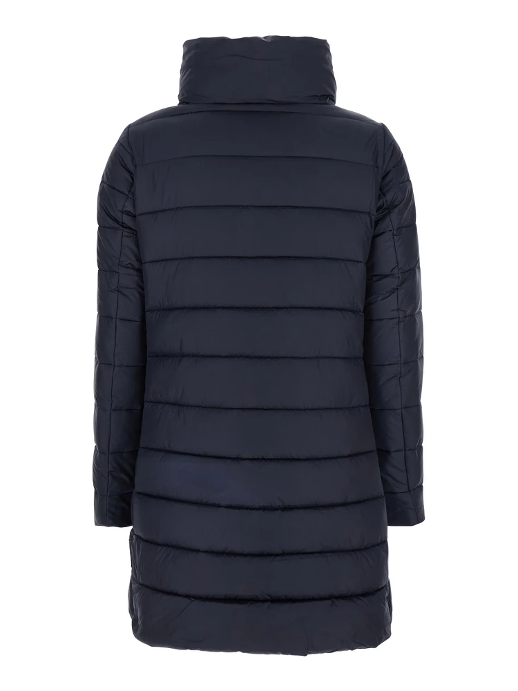 Lydia Blue Down Jacket with High Neck and Logo Patch on the Sleeve in Tech Fabric Woman alternative