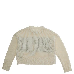 White Jumper with Maxi Logo on Front in Wool Boy
