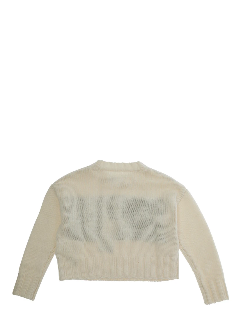 White Jumper with Maxi Logo on Front in Wool Boy