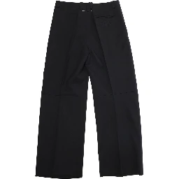 Black Trousers with Tone-on-Tone Logo on the Back in Wool Blend Boy
