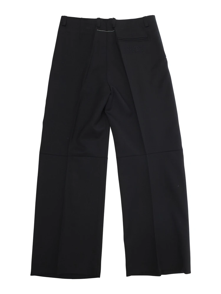 Black Trousers with Tone-on-Tone Logo on the Back in Wool Blend Boy alternative
