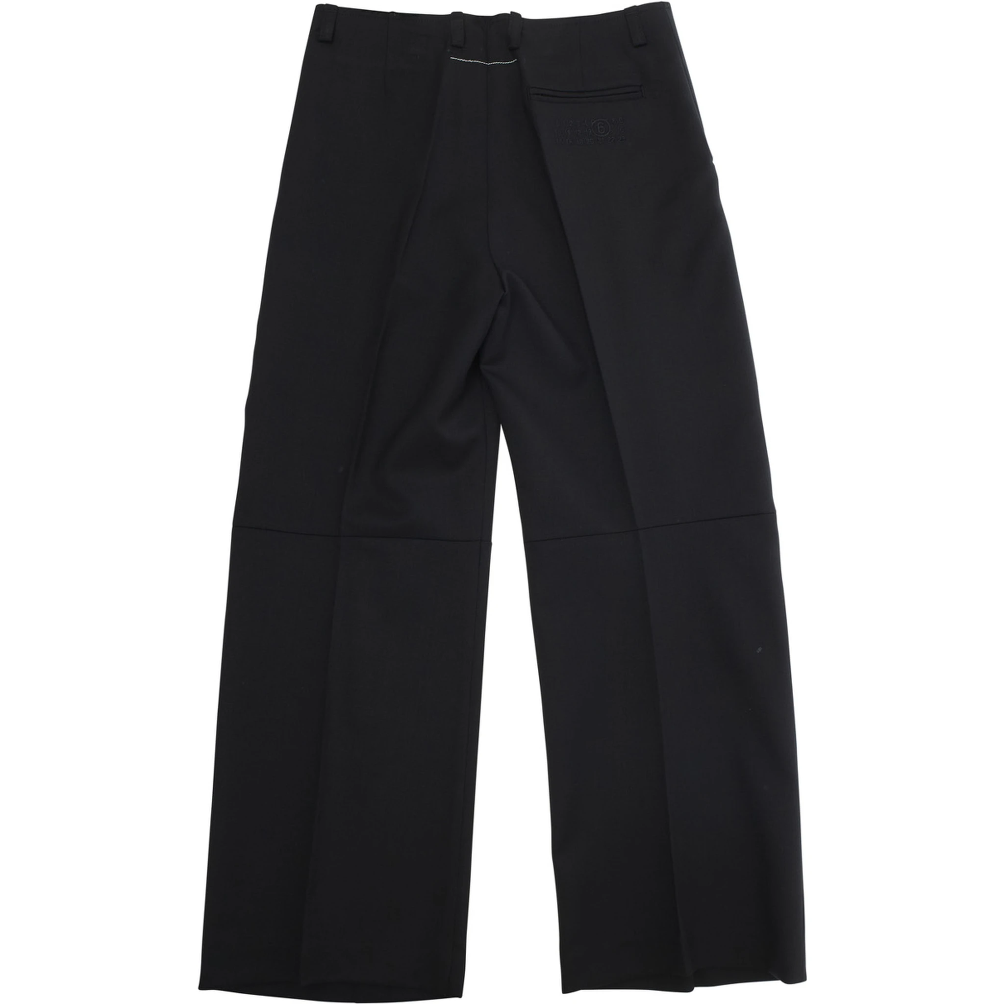 Black Trousers with Tone-on-Tone Logo on the Back in Wool Blend Boy