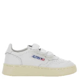 Kidstripes White Low Top Sneakers with Logo Patch on Tongue and Side in Leather Boy