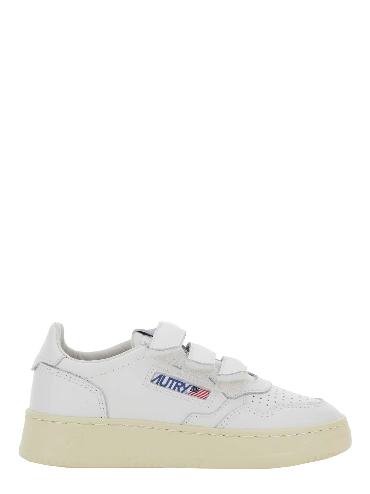 Kidstripes White Low Top Sneakers with Logo Patch on Tongue and Side in Leather Boy