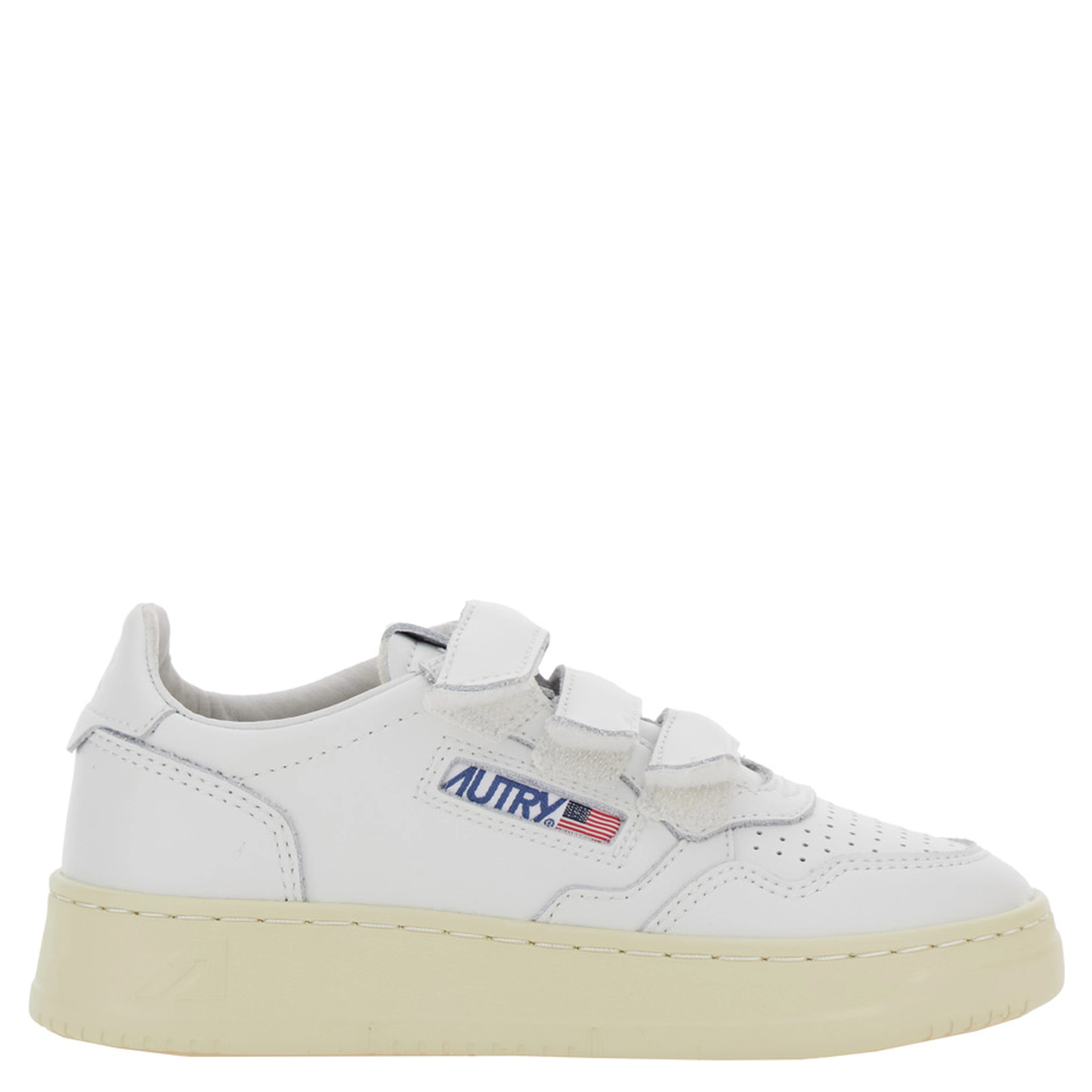 Kidstripes White Low Top Sneakers with Logo Patch on Tongue and Side in Leather Boy