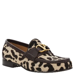 Multicolor Loafers with Brushed and All-Over Animal Print in Leather Woman