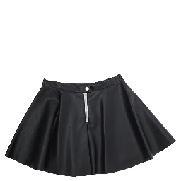 Black Skirt with Pleated Details in Eco Leather Girl