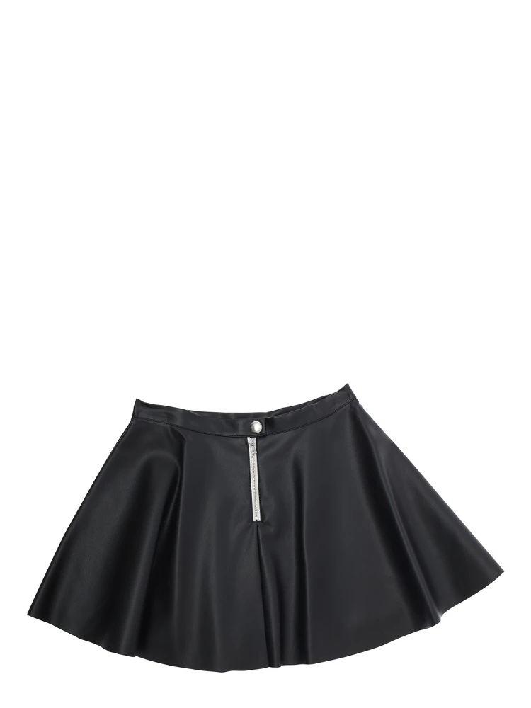Black Skirt with Pleated Details in Eco Leather Girl alternative