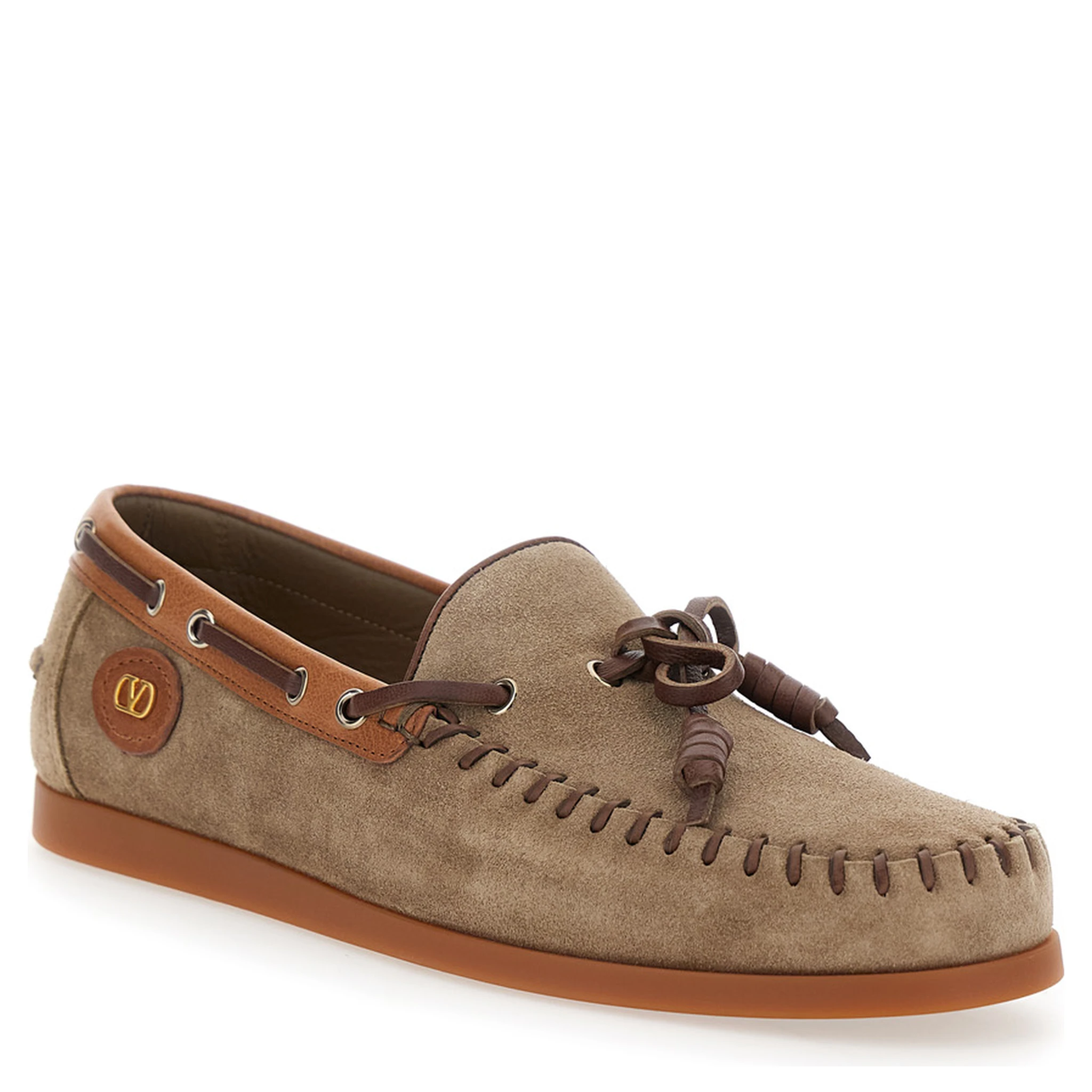 Palm Avenue Brown Loafers with VLogo Patch on the Sidei n Leather Man