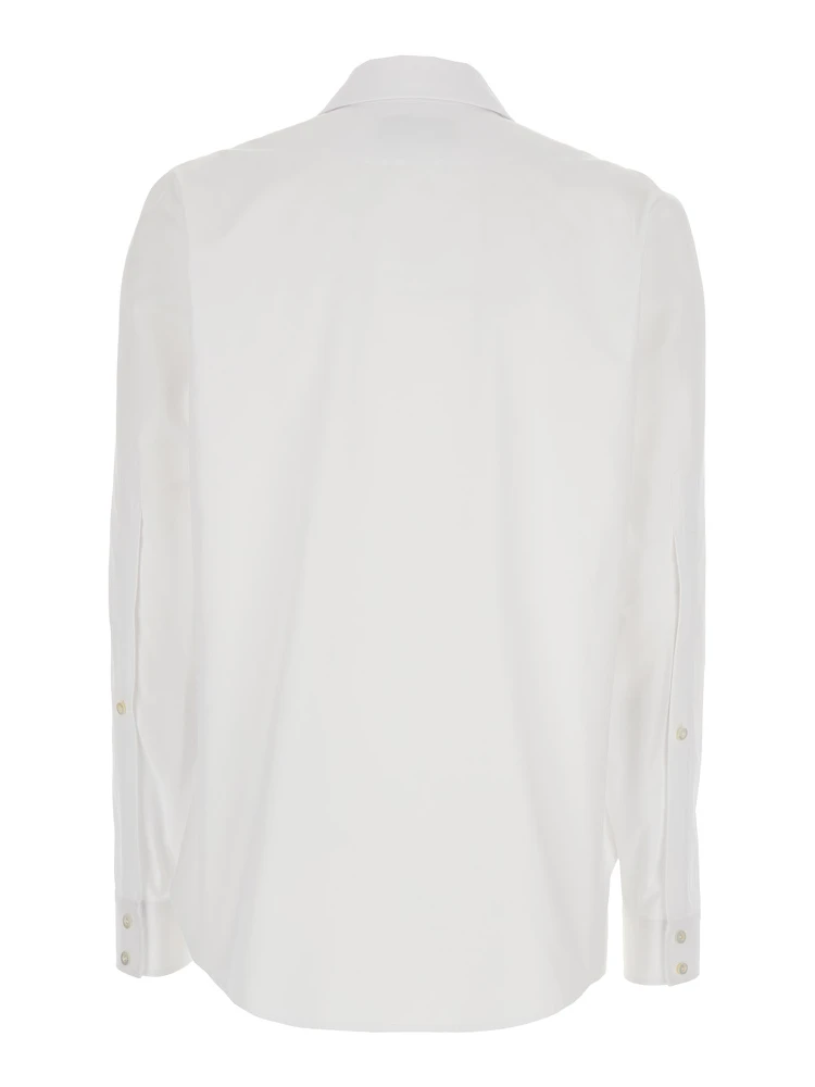 White Shirt with Pointed Collar with Tie Detail and Horsebit in Cotton Woman alternative