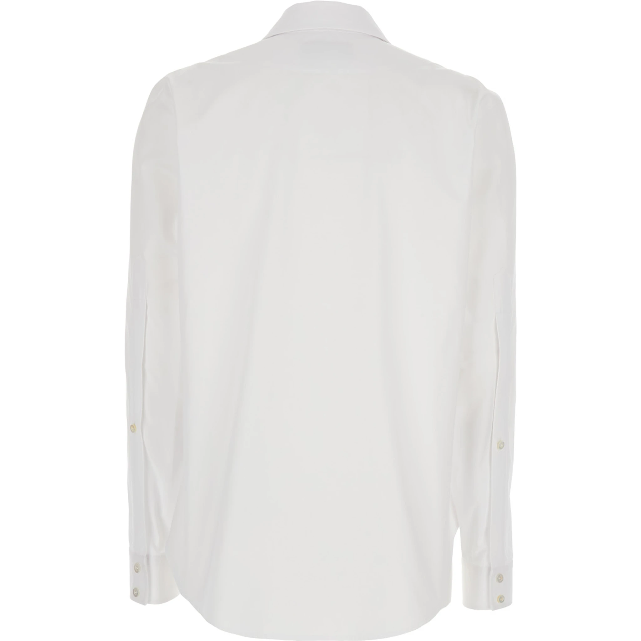 White Shirt with Pointed Collar with Tie Detail and Horsebit in Cotton Woman