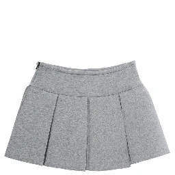 Grey Pleated Skirt with Logo on Front in Cotton Girl