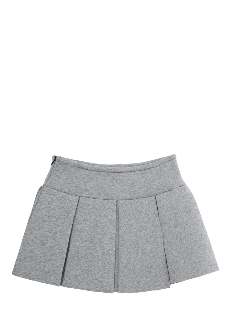 Grey Pleated Skirt with Logo on Front in Cotton Girl alternative