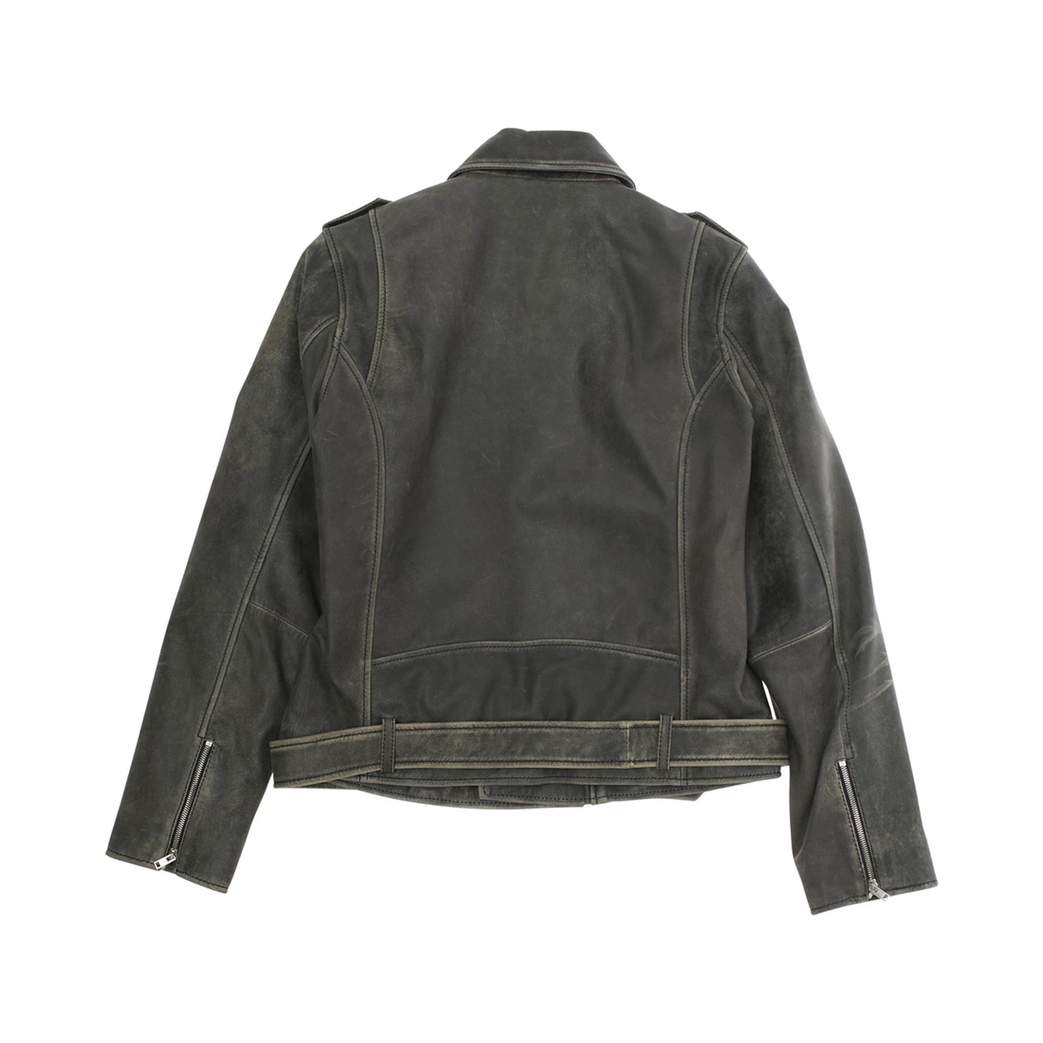 Black Jacket with Distressed Effect and Logo on Front in Leather Boy