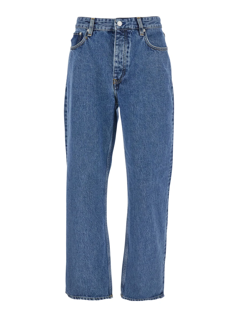 Blue Jeans with Belt Loops in Denim Man