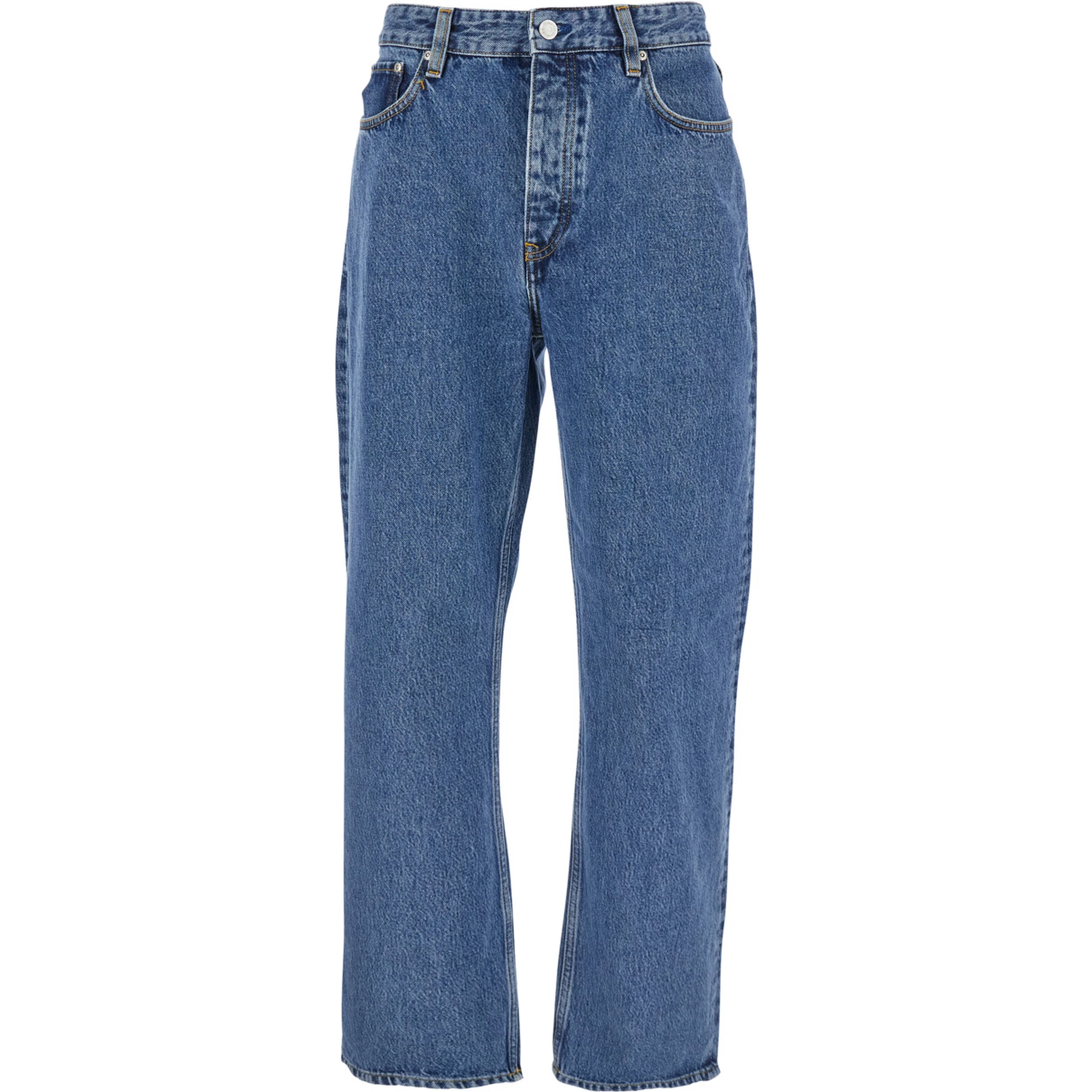 Blue Jeans with Belt Loops in Denim Man