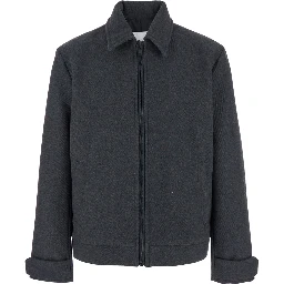 Peter Black Jacket with Classic Collar and Front Zip Closure in Wool Blend Man