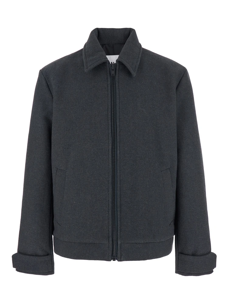 Peter Black Jacket with Classic Collar and Front Zip Closure in Wool Blend Man