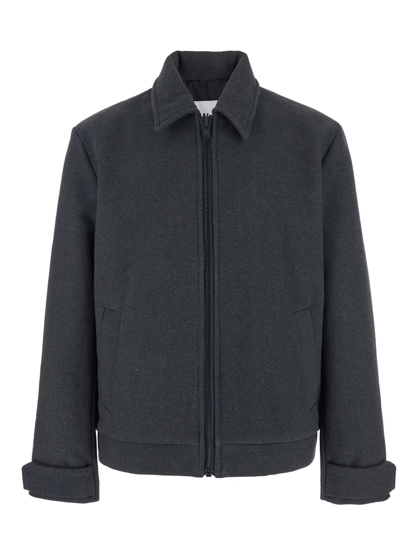Peter Black Jacket with Classic Collar and Front Zip Closure in Wool Blend Man