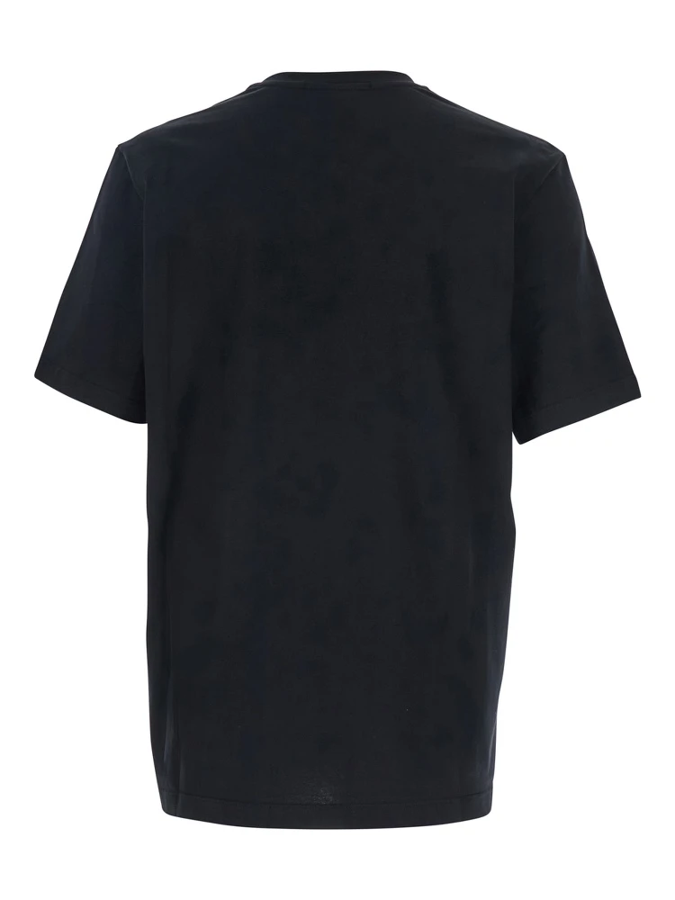 Black T-Shirt with Lettering Logo on the Front in Cotton Man alternative