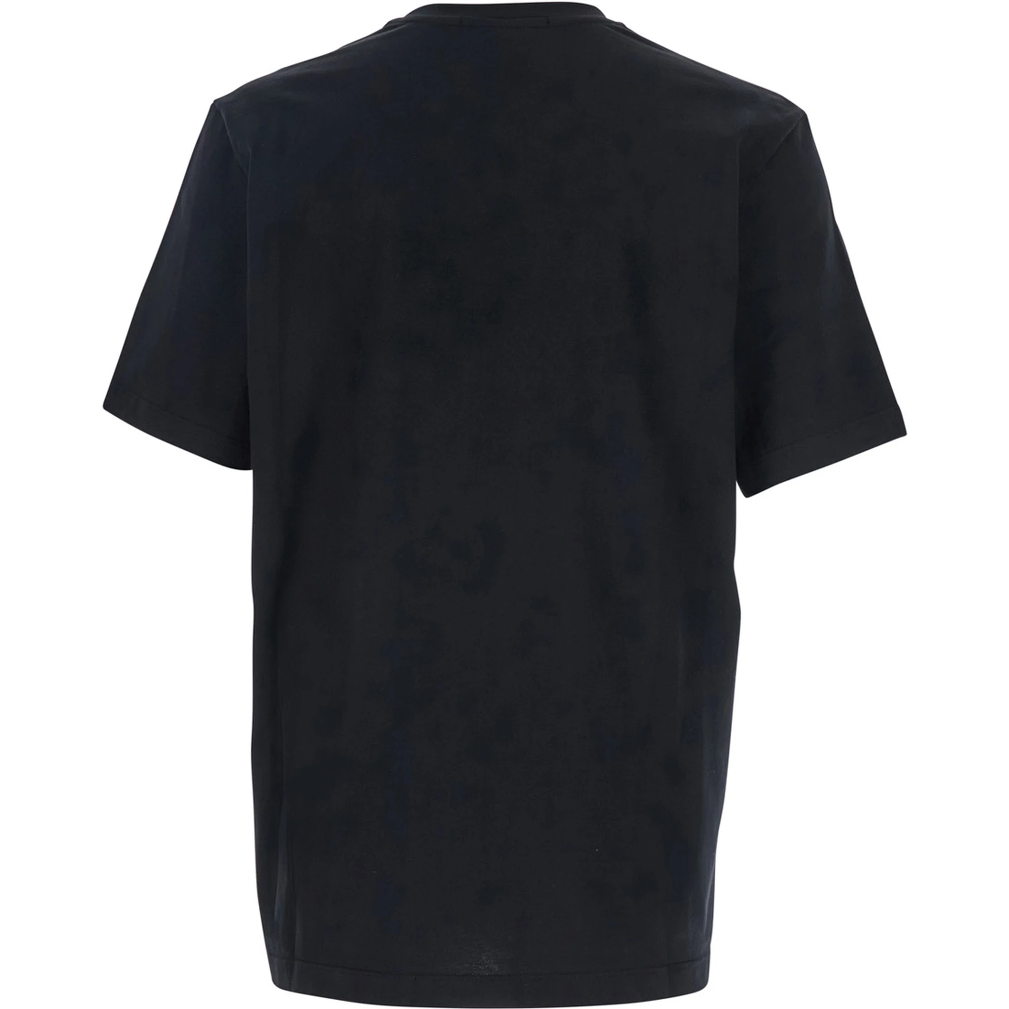 Black T-Shirt with Lettering Logo on the Front in Cotton Man