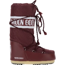 Icon Bordeaux Snow Boots with Maxi Logo Print on the Side in Tech Fabric Woman