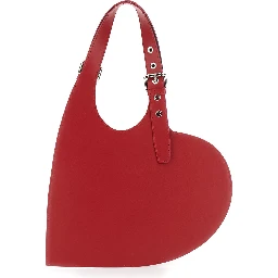 Belt Heart Red Handbag with Heart Shaped Design and Adjustable Belted Handle in Leather Woman