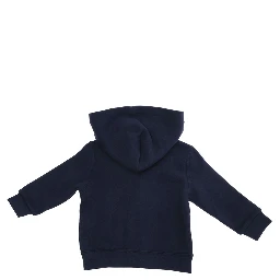 Blue Sweatshirt with Fixed Hood and Pony Embroidery on the Front in Cotton Blend Baby
