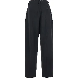 Cocon Black Pants with Belt Loops in Wool Woman
