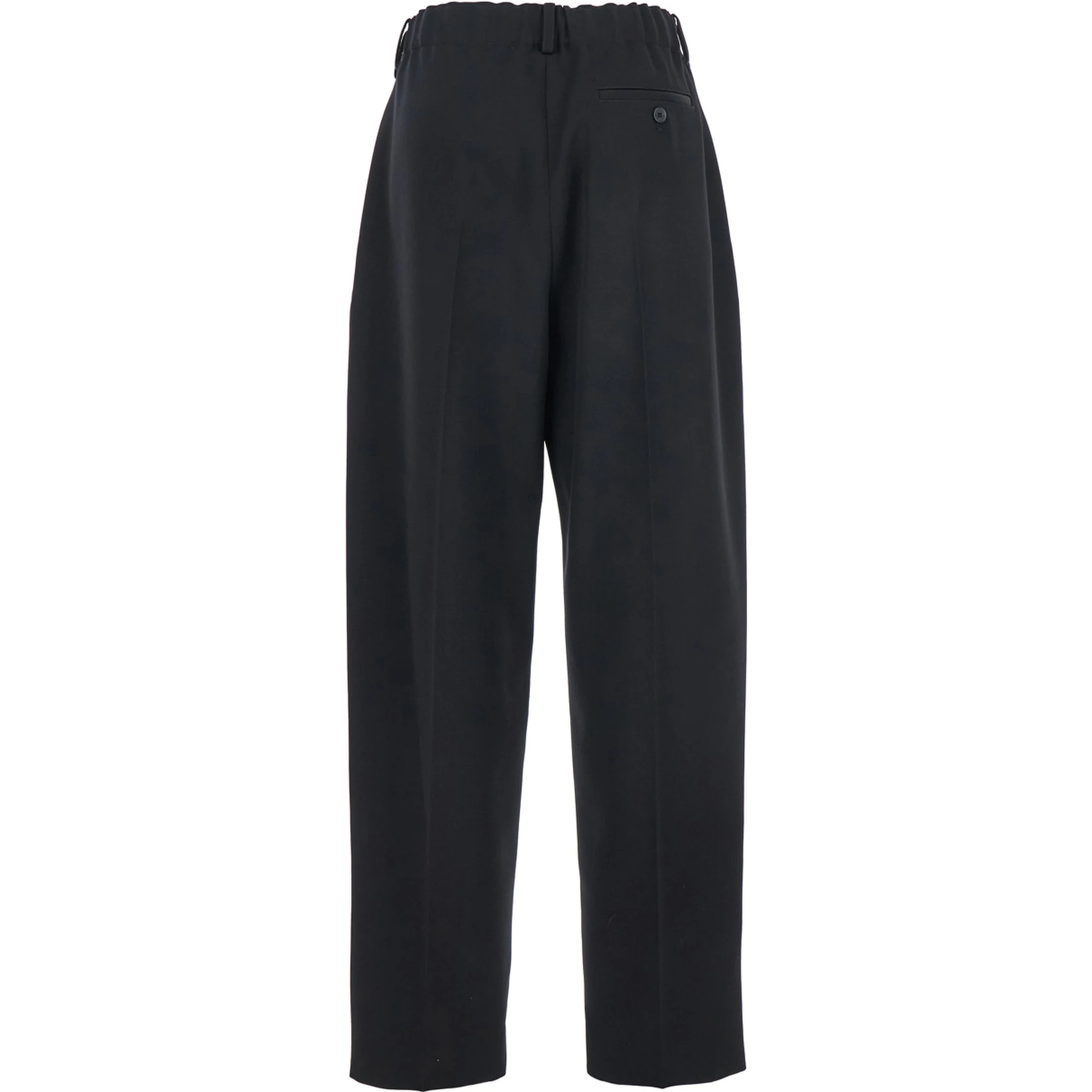 Cocon Black Pants with Belt Loops in Wool Woman