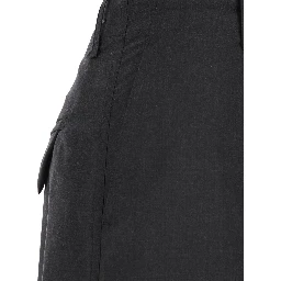 Grey Pants with Belt Loops and One Rear Welt Pocket in Wool Man