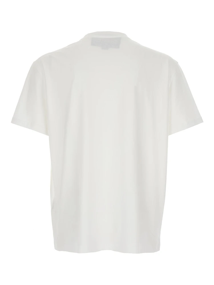 White Crewneck T-Shirt with VLogo on the Front in Cotton Man alternative