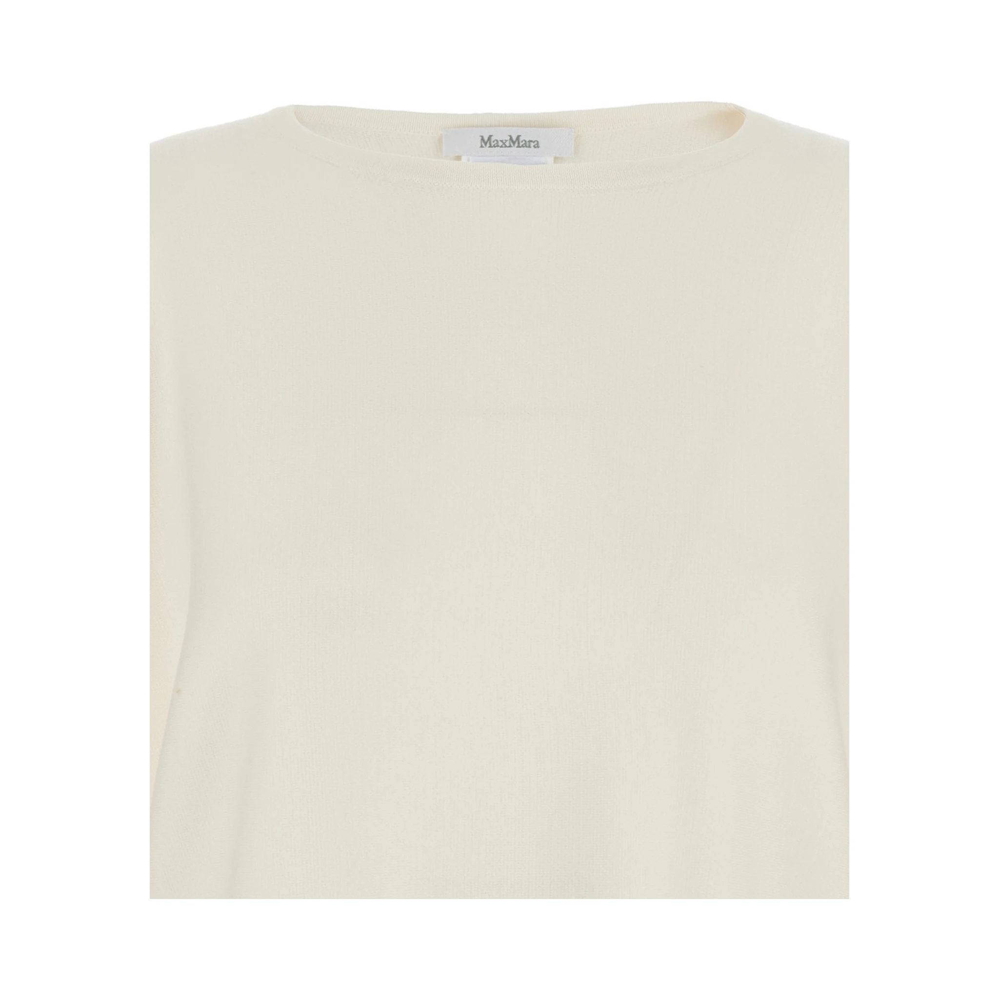 “Frais” White Round Neck Sweater with Wide Sleeves in Wool Woman
