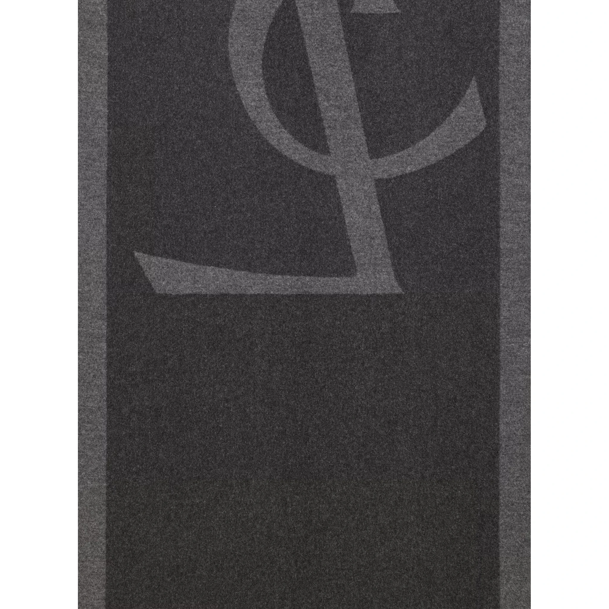 Grey Scarf with Maxi Logo Lettering and Fringed Hem in Silk Woman