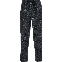 Dark Grey Trousers with Elasticated Waist with Drawstring in Wool Blend Man