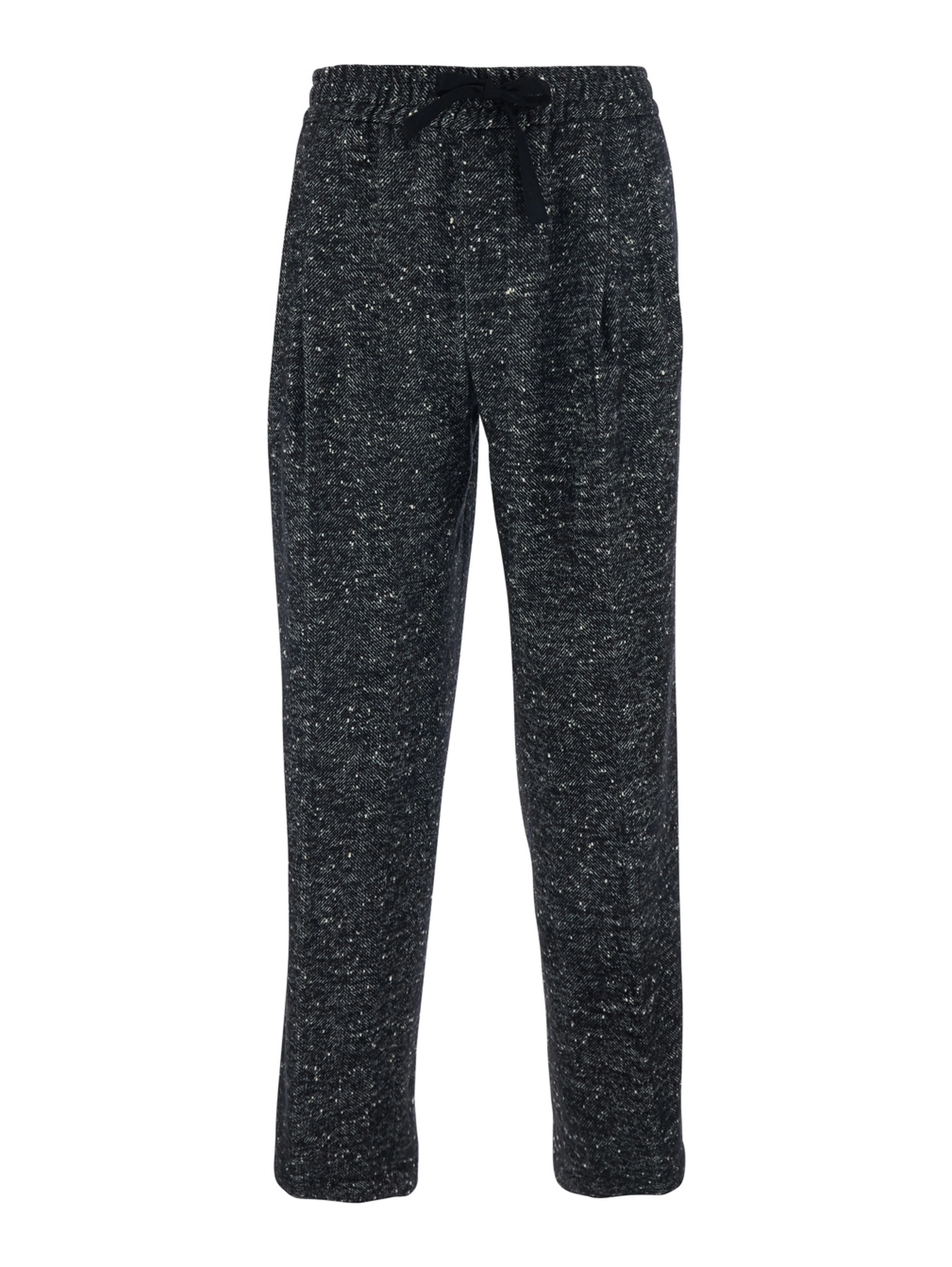 Dark Grey Trousers with Elasticated Waist with Drawstring in Wool Blend Man