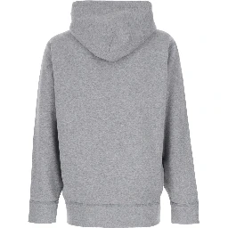 Grey Sweatshirt with Drawstring Hood and Pony Embroidery on the Front in Cotton Blend Man