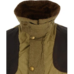 Beige Jacket with Contrasting Corduroy Collar in Cotton Man