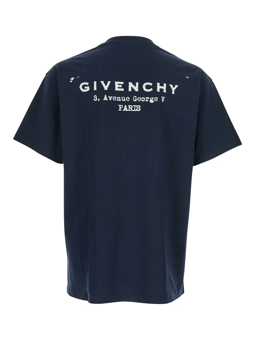 Blue T-Shirt with Logo on the Front in Cotton Man