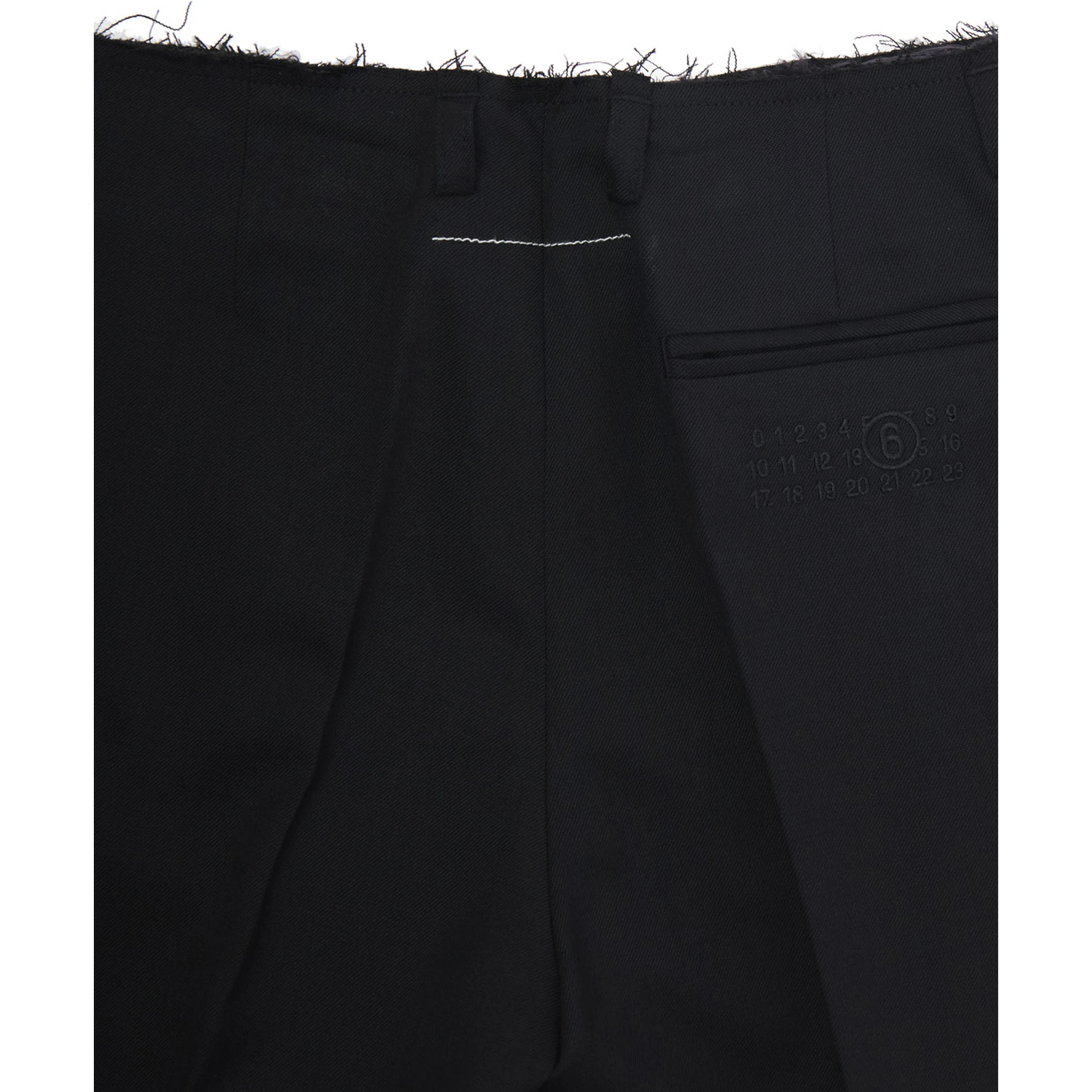 Black Trousers with Tone-on-Tone Logo on the Back in Wool Blend Boy