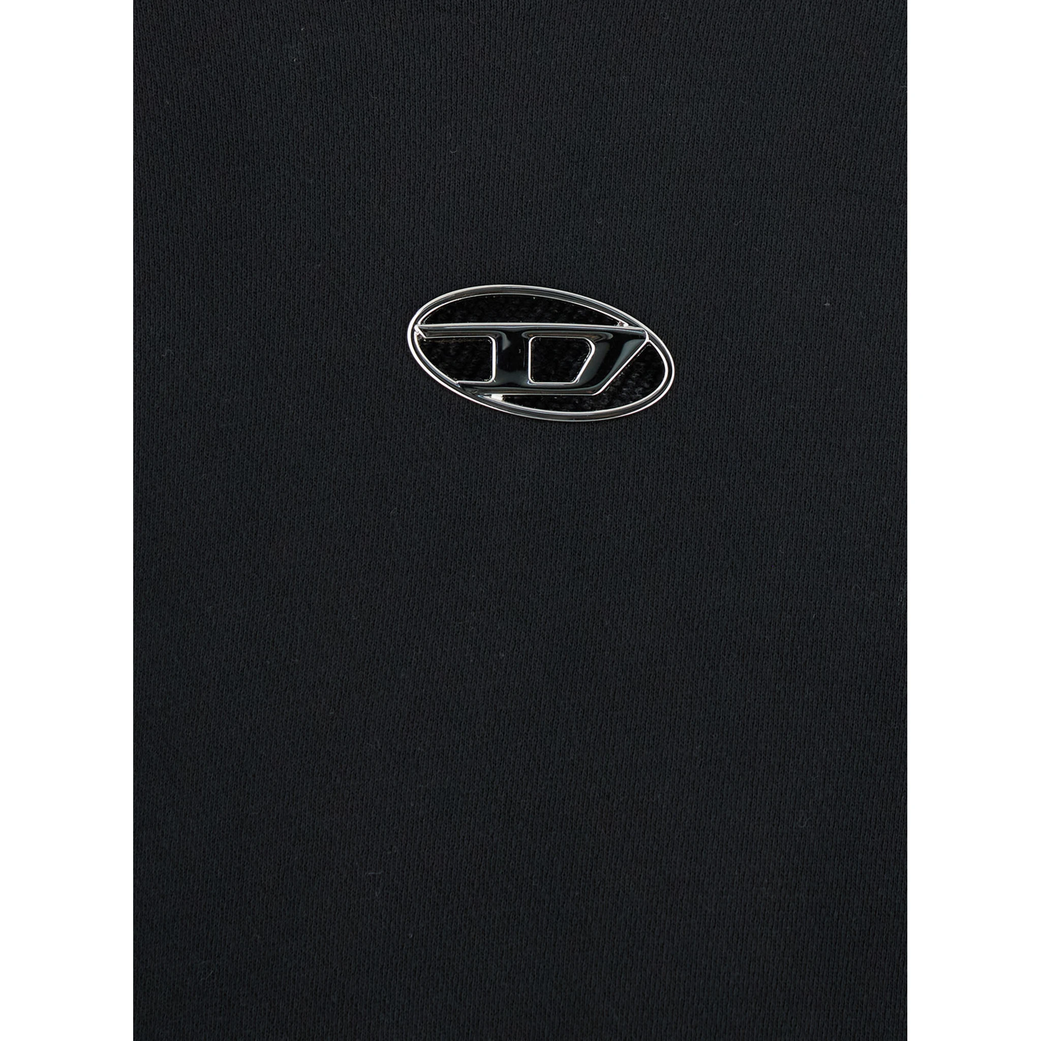 Black Hoodie with Logo Patch on the Front and Faded Effect in Cotton Man