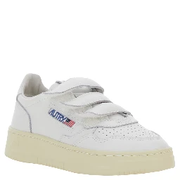 Kidstripes White Low Top Sneakers with Logo Patch on Tongue and Side in Leather Boy