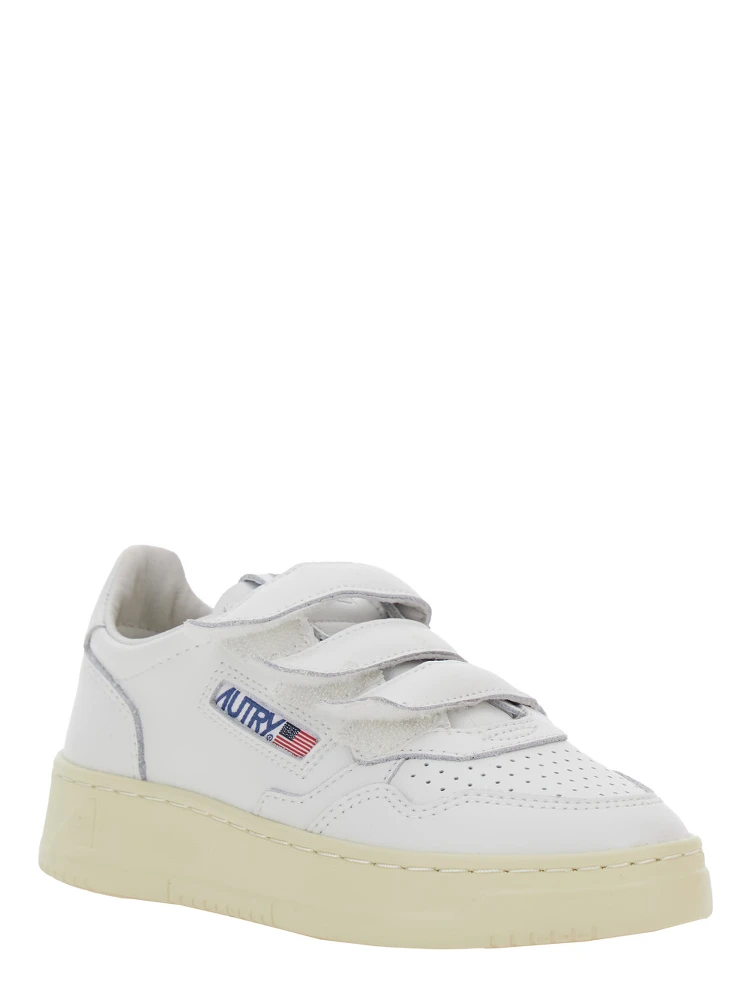 Kidstripes White Low Top Sneakers with Logo Patch on Tongue and Side in Leather Boy alternative